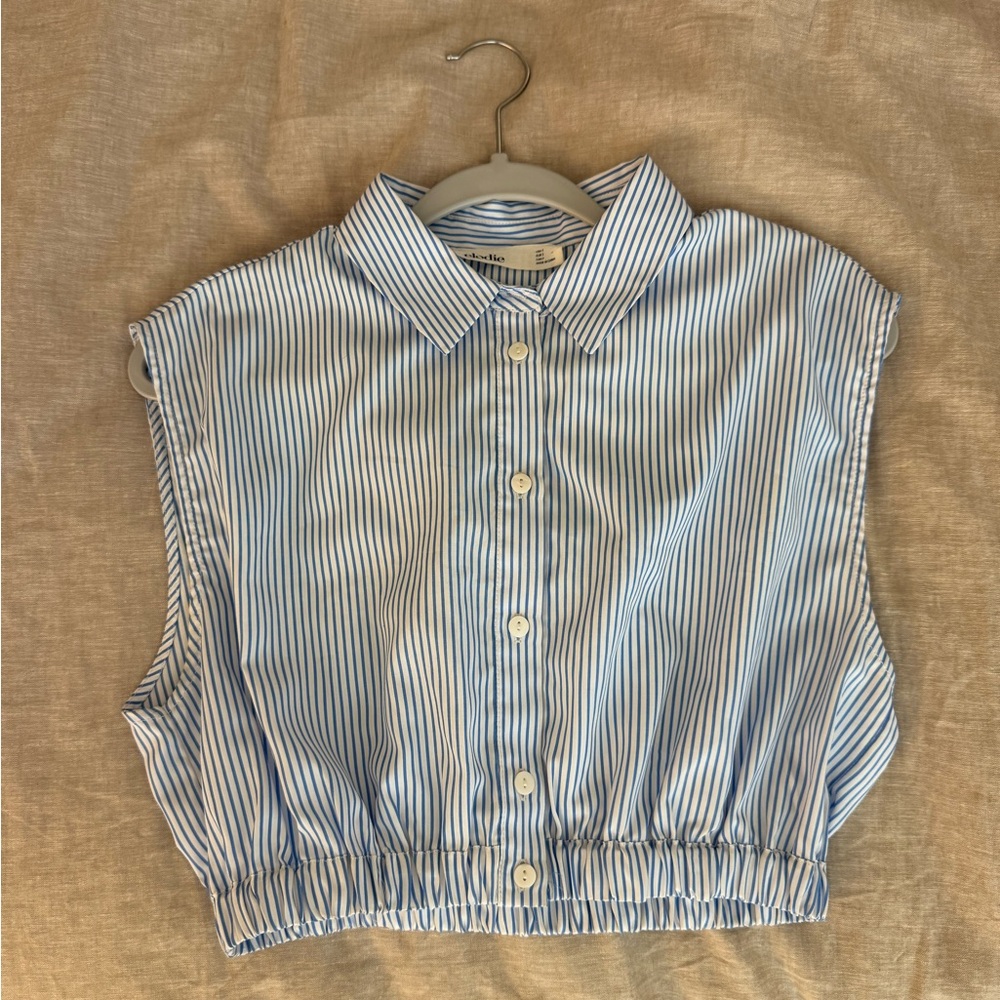 Elodie Blue and White Striped Button Down Shirt